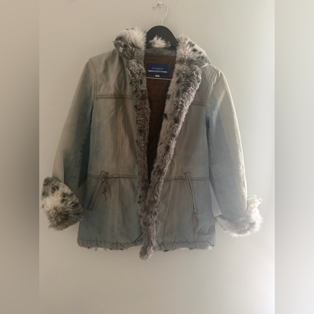 Burberry London Blue Label Denim & Fur Jacket - size 38 or USA 6